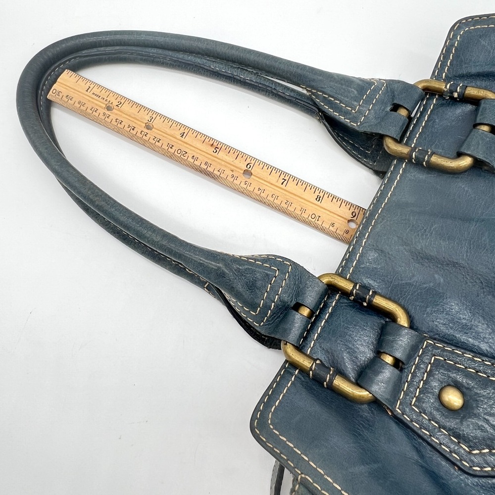 Vintage Wilsons Denim Blue Saddle Leather Purse Shoulder Bag Satchel Y2K - Picture 15 of 15